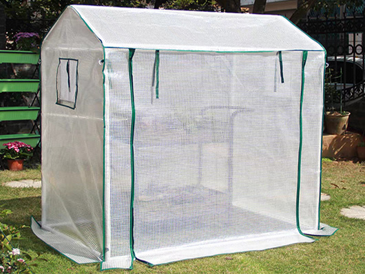 Reusable durable rain/sun proof white leno garden greenhouse film reinforced edge with buckle