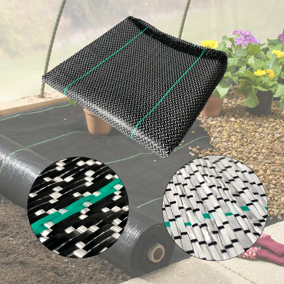 Sulzer black white 110gsm 120gsm permanent pp weed control fabric mat anti grass cover with customized holes